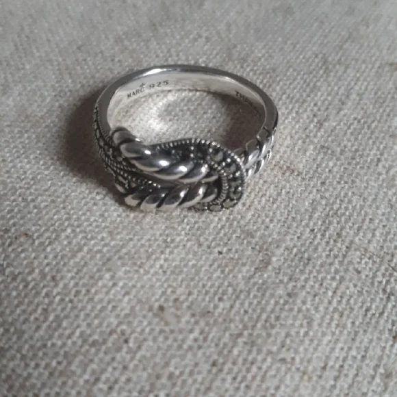 Marc Sterling Silver & Marcasite Twisted Rope Ring - Picture 4 of 9